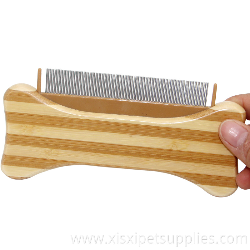 Factory Wholesale LOW MOQ Bone Shape Bamboo Wood Pet Cat Dog Flea Comb